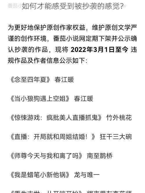 如何才能感受到被抄袭的感觉?