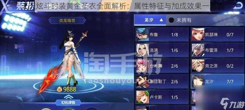天天炫斗时装黄金圣衣全面解析:属性特征与加成效果一览表