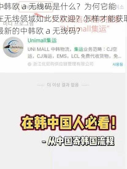 中韩欧 a 无线码是什么?为何它能在无线领域如此受欢迎?怎样才能获取最新的中韩欧 a 无线码?